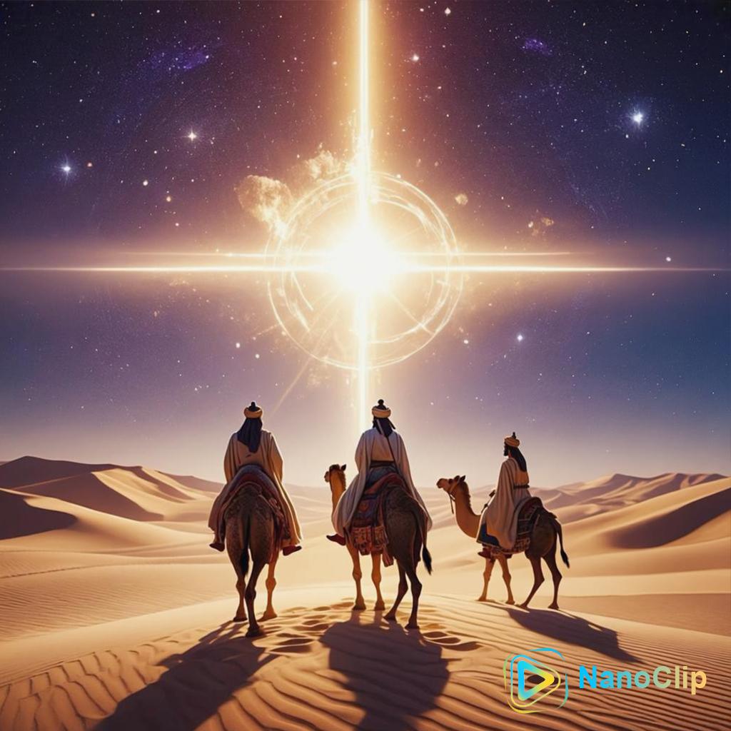 Les rois mages suivant l’étoile