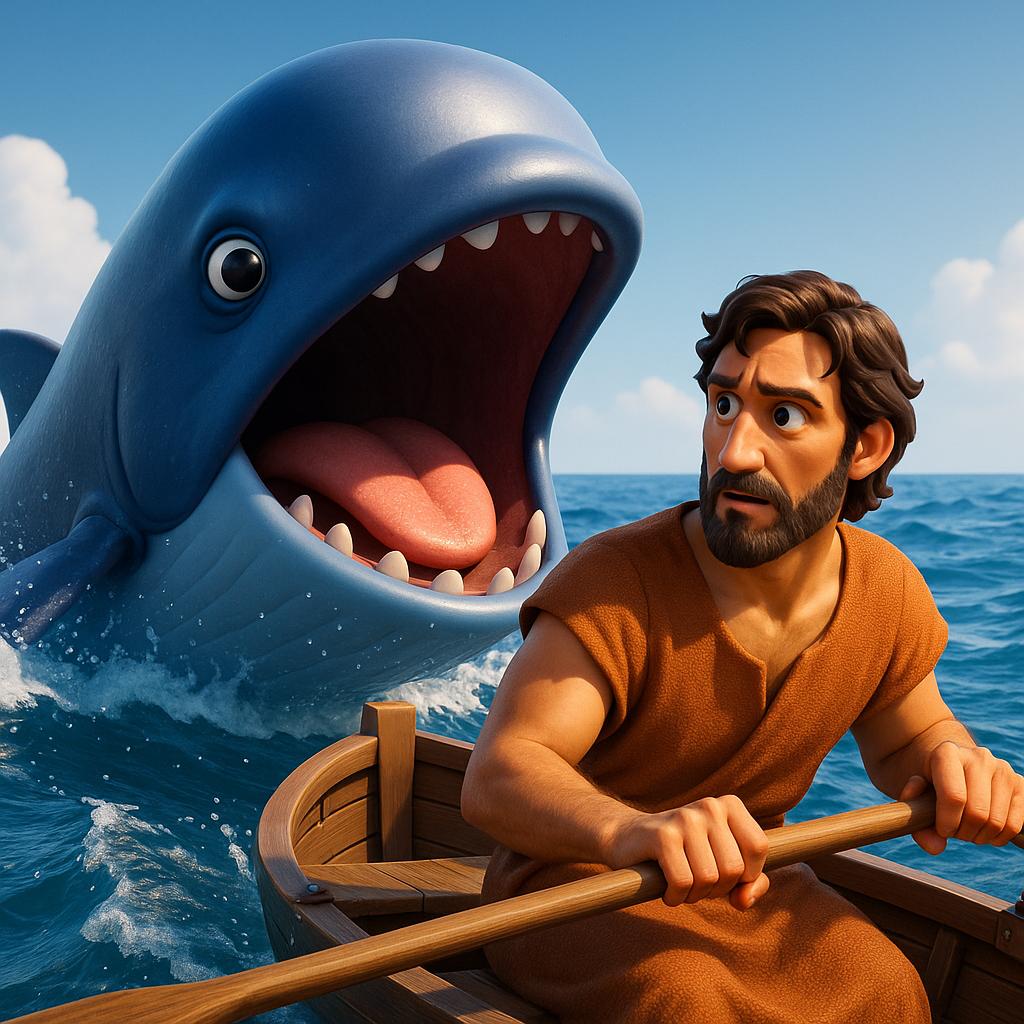 Jonas fuyant la baleine