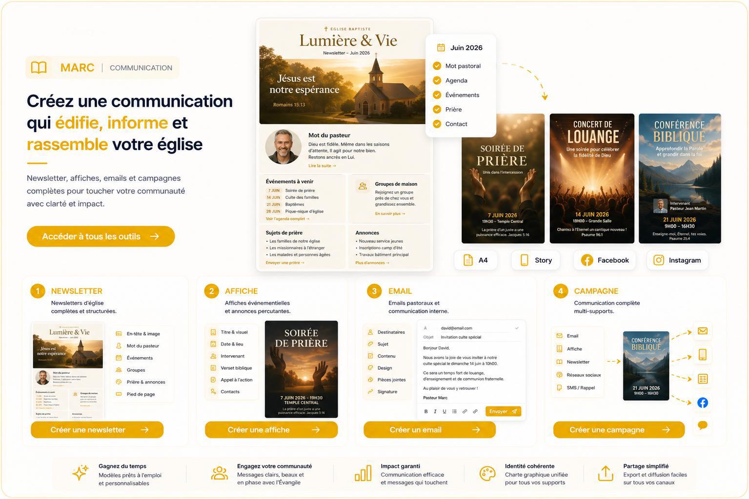 Email pastoral ou annonce d'église