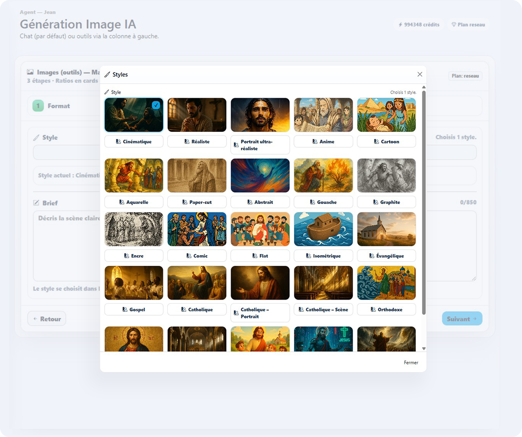 Étape 2 — Choix du style visuel (cinématique, réaliste, évangélique, etc.)