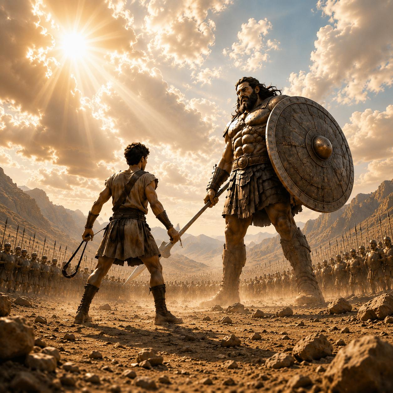 David et Goliath, illustration biblique créée avec Bibleo