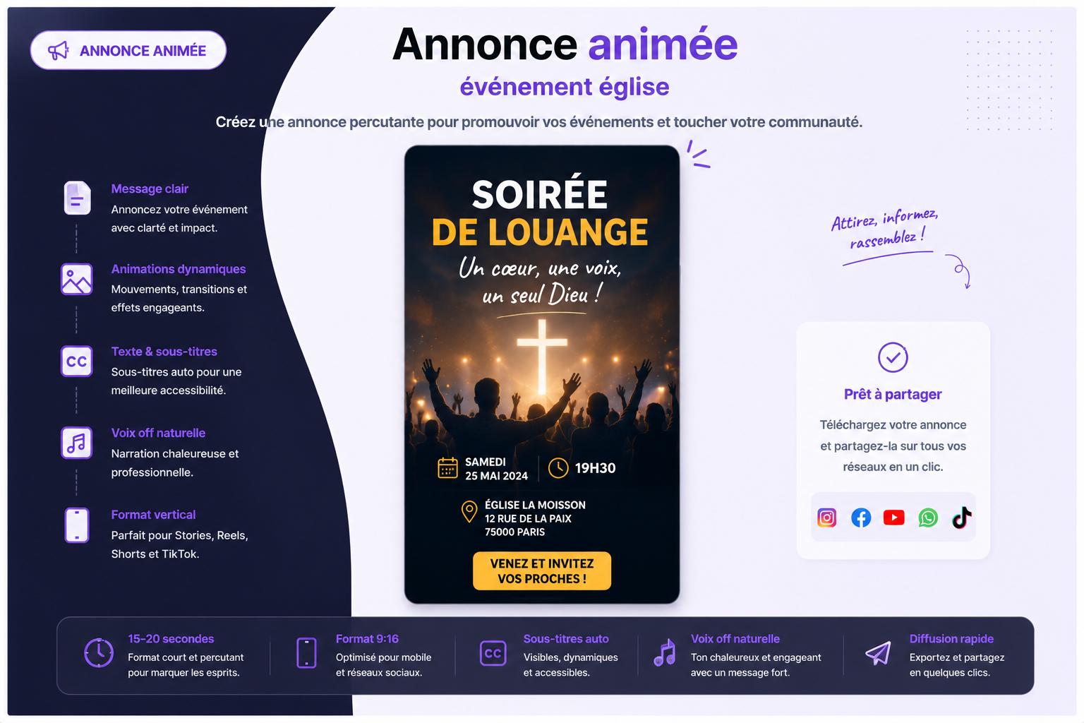 Animated announcement — exemple créé avec Bibleo