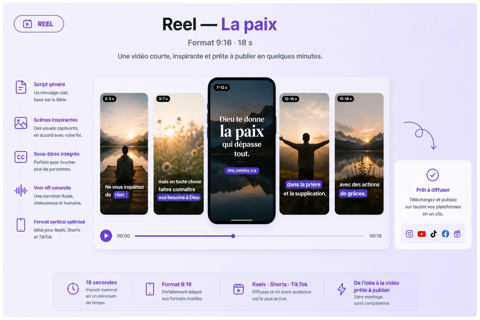 Reel — La paz — exemple créé avec Bibleo