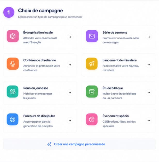 Campanhas — exemple 1 créé avec Bibleo