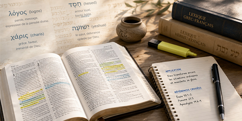 Estudo e línguas originais — exemple créé avec Bibleo